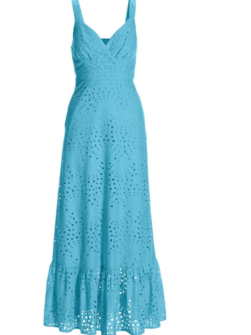 Boston Proper Light Blue Eyelet Surplice Ankle Length Dress - Picture 2 of 11